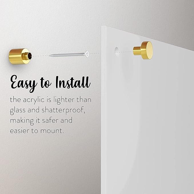 Acrylic Dry Erase Board for Wall with Stylish Border - Shipped Next Day, Made in USA, Non-Magnetic Whiteboard, Wall Mounted Board, Easy to Clean (White - 20x30)