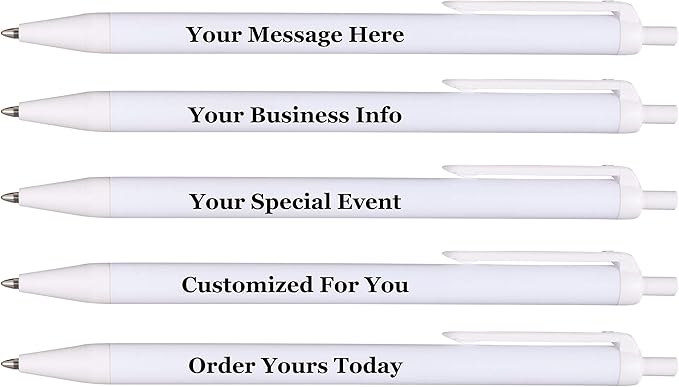 RevMark Personalized Ballpoint Pen, Custom Printed Name, Business or Event Information, Timeless Advertising, USA Made Pens, Promotional Marketing, Smooth Black Ink, Bulk Pack (White,1000 Ct.)