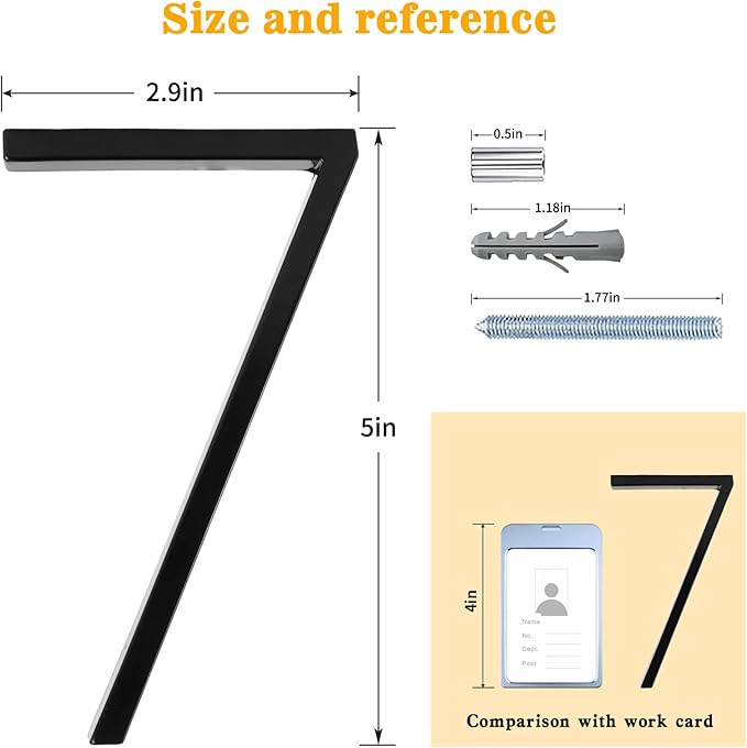 5" Floating Stainless Steel Address House Number, Modern Metal Anti-Rust House Numbers with Nail Kits for Door Garden Mailbox Decor Visibility Signage (6)