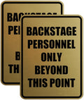 Portrait Round Backstage Personnel Only Beyond This Point Door or Wall Sign Easy Installation | Music | Concert | Festivals Sign (Brushed Gold) - Small (2 Pack)