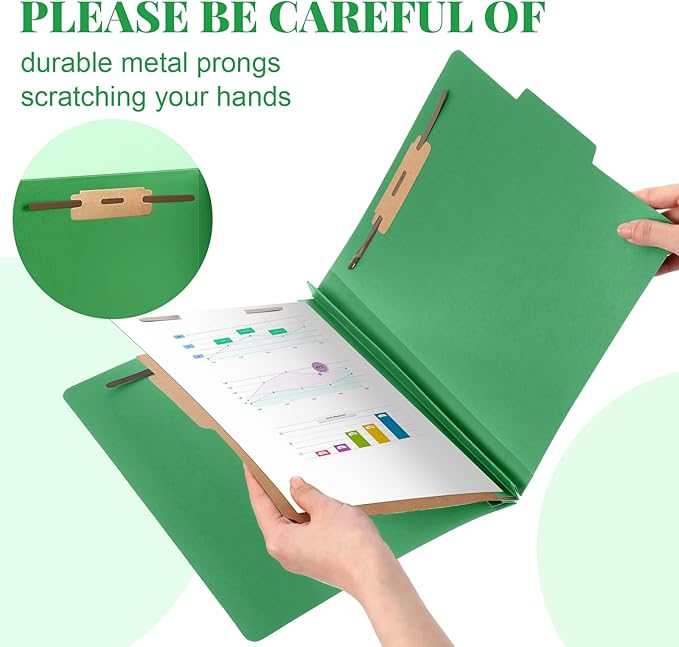 Skyygemm 48 Pcs Classification Folders Letter Size, 1 Divider Pressboard File Folder with Fasteners, Expanding File Organizer Bulk for School Teachers, Office Employee, Coworker, Staff (Green)