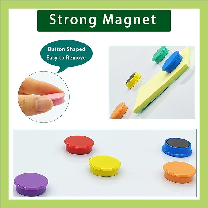 PYJLBX Fridge Magnets, 30 Pack Strong Refrigerator Magnets, Colorful Cute Mini Round Magnets for Whiteboard, 10 Colors Heavy Duty Small Magnet for Fridge Office Locker Crafts Classroom Dry Erase Board