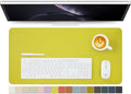 Leather Desk Mat - Non-Slip PU Desk Pad for Office and Home - Desk Organization and Accessories - Ideal for Large Mouse Pad and Desk Mats on Top of Desks (Lemon Yellow,27.6"x 13.8")