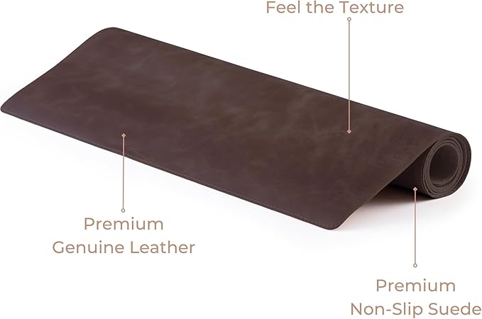Node Leather - Leather Desk Mat - Executive Real Leather Desk Pad - Genuine Leather Office Desktop mat - Large (18 3/4"" X 35 3/4"") | Non-Slip Leather Desk Blotter, Cloudy Dark Brown