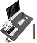 YSAGi Non-Slip Leather Desk Pad L Size, Waterproof Laptop Computer Desk Keyboard Mat, Table Protector Blotter Mat, Large Mouse Pad for Office/Work/Home/Decor(Dark Gray, 35.4" x 17")