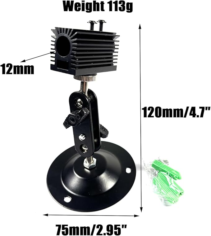 Laser Positioning Bracket Laser Module Fixing Bracket 360-degree Adjustable Positioning Bracket 12mm (12mm-2packs)