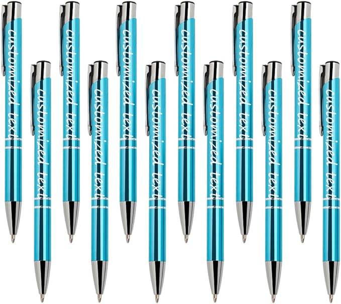 Yucold Customized ballpoint pens in bulk, personalized ballpoint pens with free engraving, for use in companies, enterprises, graduation anniversaries (Sky blue,130)