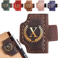 Personalized Mark Bookmark with Pen Holder, Leather Magnetic Book Marker 26 Letters,Custom Initials Page Marks, Gifts for Book Lovers Readers Men Women (Coffee, X)