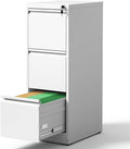 Yukimo 3 Drawer File Cabinet with Lock, Vertical File Cabinet with Lock, Locking File Cabinet Hanging Files for A4/ Legal/Letter,White