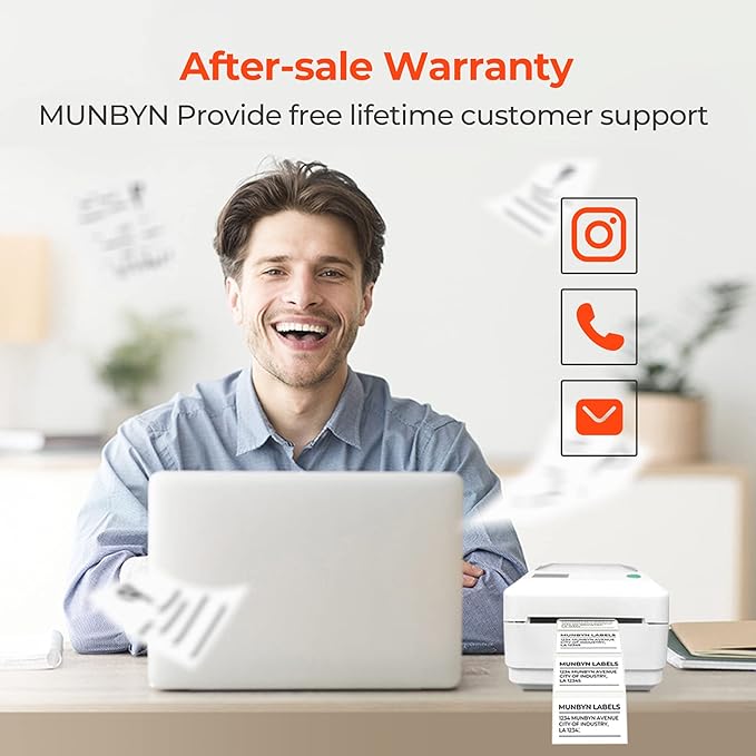MUNBYN 2.25"x1.25" Thermal Sticker Labels, Self-Adhesive Barcode Label Paper for Direct Thermal Printer and Business, Multi-Purpose Rectangle Address Shipping Mailing Stickers,4000 Sheets/4 Rolls
