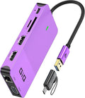 USB Docking Station GIQ USB C HUB USB 3.0 to Dual HDMI VGA Adapter Triple Display USB C Laptop Docking Station Dual Monitor HDMI Splitter Extender Compatible with MacBook M1 M2 USB Dock-Purple