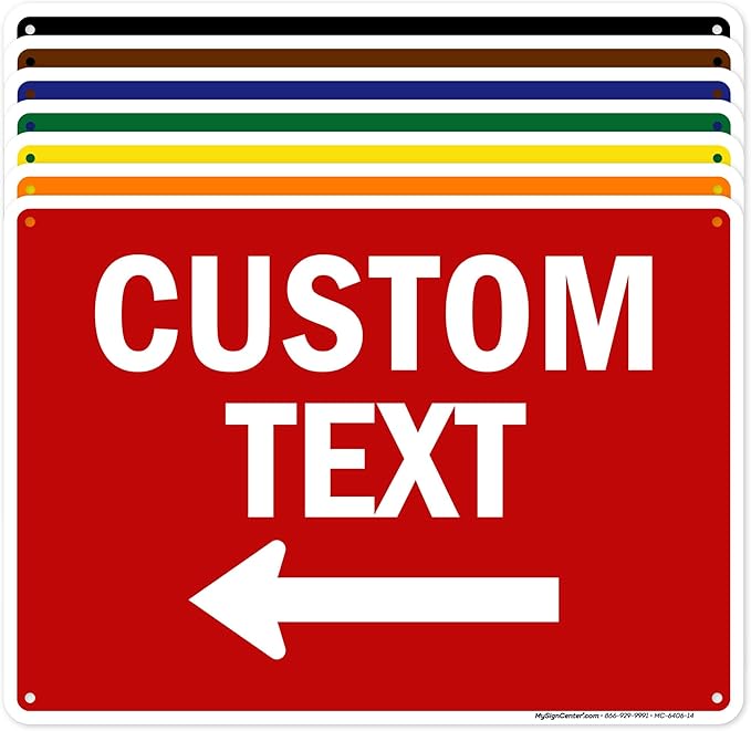 Custom Arrow,Custom Directional Sign, Left Arrow,10x14 Inches, Rust Free .040 Aluminum, Fade Resistant, Made in USA by My Sign Center