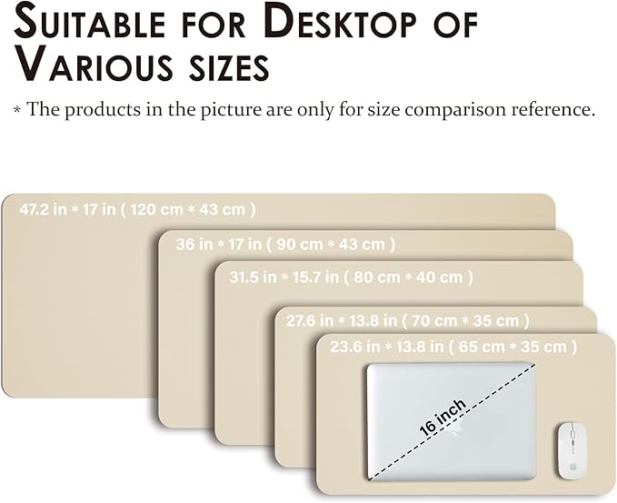 Leather Desk Mat - Non-Slip PU Desk Pad for Office and Home - Desk Organization and Accessories - Ideal for Large Mouse Pad and Desk Mats on Top of Desks (Beige,31.5"x 15.7")