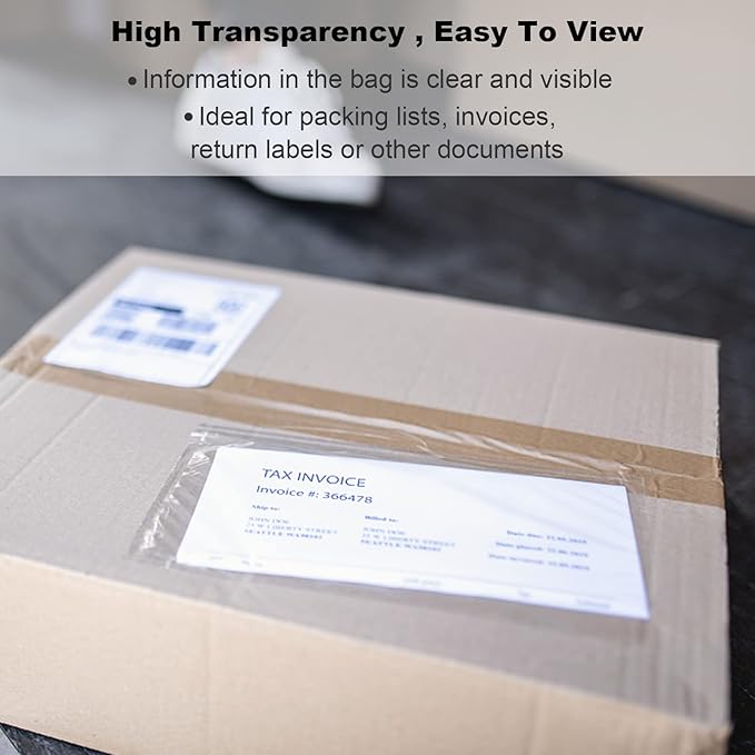 Coopaty 4.5" x 5.5" Packing List Envelope, Shipping Label Pouch, Clear Adhesive Packing List Pouches for Invoice/Documents/Labels (100 Pack)