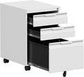 Bestoo 3-Drawer Mobile File Cabinet with Lock, Metal Filing Cabinet on Wheels for Home Office Under Desk, Fits File Folders, Letter/Legal/F4/A4 Size, Assembly Required (White)