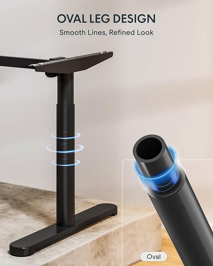FLEXISPOT Solid Rubberwood Electric Standing Desk with Elegant Oval Legs, 63"x24" Height Adjustable Desk for Home Office & Living Spaces (Black Frame)