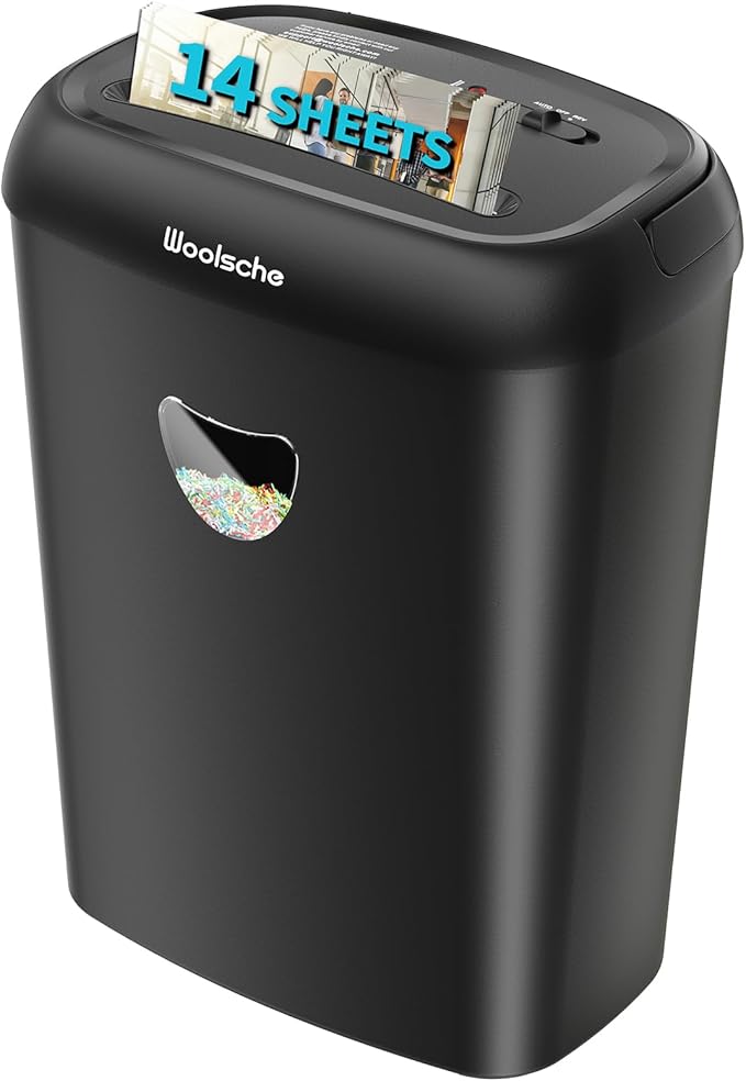 Home Office Paper Shredder,14-Sheet Cross Cut with 6.6-Gallon Basket, High Security Level P-4,3-Mode Design Shred Card/CD/Paper