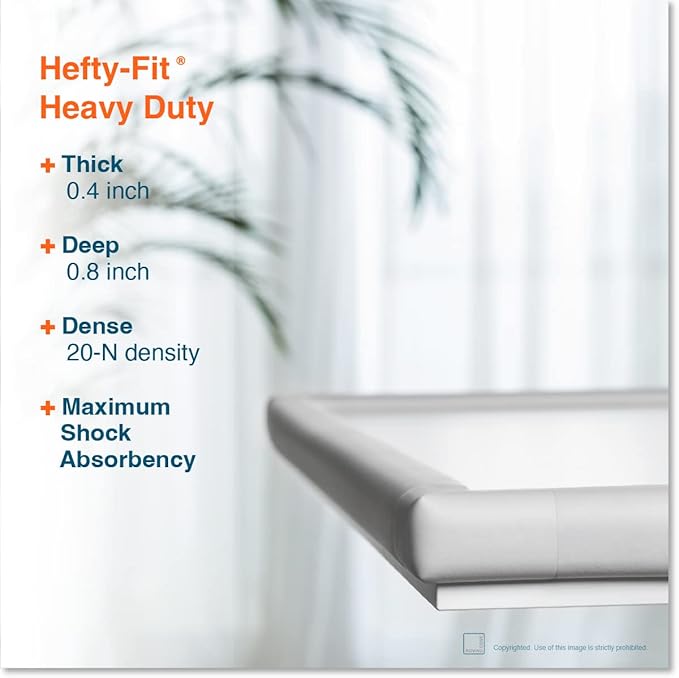 Roving Cove HeftyFit Corner Protector for Baby (8 Large Corners), Heavy-Duty Soft Rubber Foam Furniture Corner Bumper Guards, 3M Adhesive Pre-Taped, Oyster White (Off White)