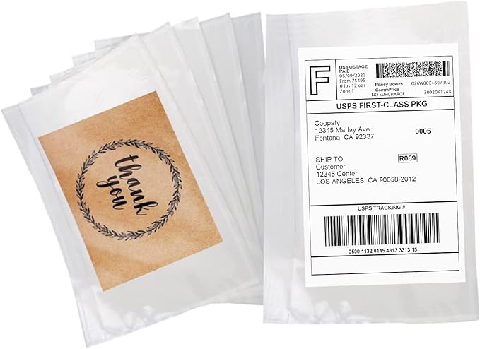 Clear Self-Adhesive Packing List Envelopes, Label Envelopes Pouches/Shipping Labels Sleeves for Shipping Mailing Bags 7.5" x 5.5"-100 Pack