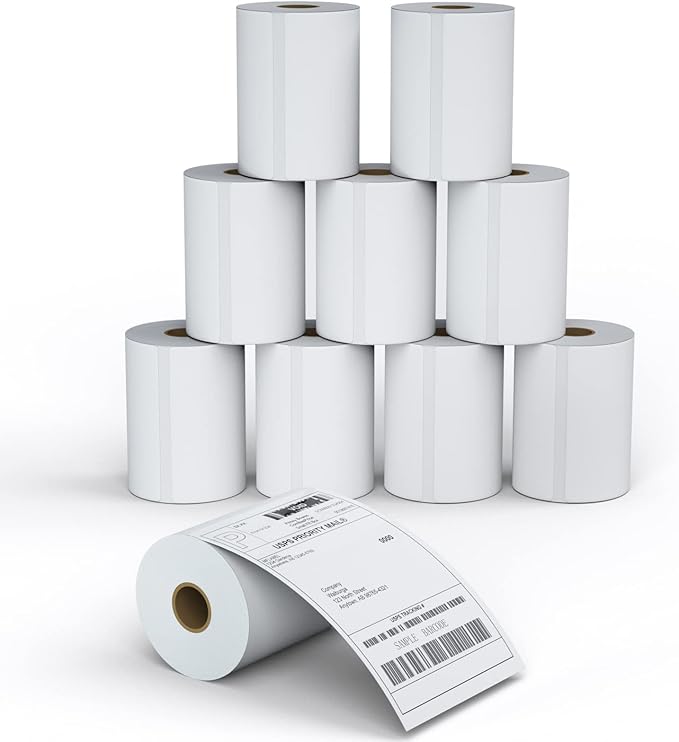MFLABEL 4x6 Direct Thermal Shipping Labels - 10 Rolls of 250 Labels, Perforated Easy-Peel Blank Address Labels for Thermal Printers, Compatible with Rollo, Munbyn, Zebra for UPS, Amazon, eBay, Shopify