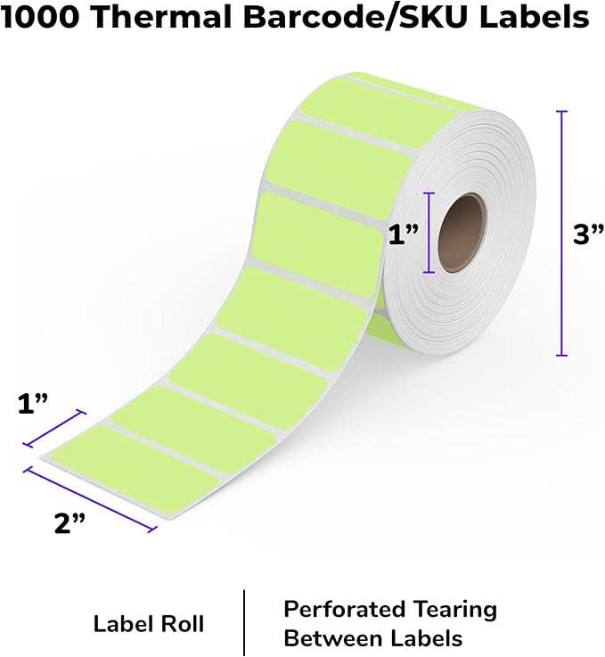 Rollo 2x1 Sticker Labels - Roll of 1,000 Blue Labels - Multi-Purpose Direct Thermal Printer Stickers