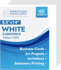 MOS White Legal Cardstock Paper 8.5 x 14 Inch (60 Sheets) — Heavyweight 250 GSM Cover Stock for Certificates, Menus, Legal Documents, Crafts, Printer Compatible