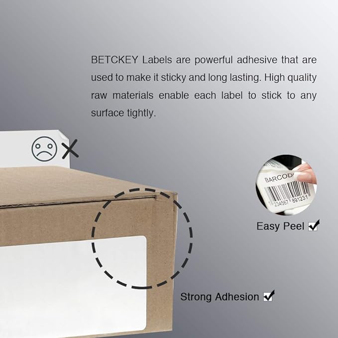 BETCKEY - 3" x 1" (76 mm x 25 mm) UPC Barcode & Address Labels Compatible with Zebra & Rollo Label Printer,Premium Adhesive & Perforated [1 Rolls, 1375 Labels]