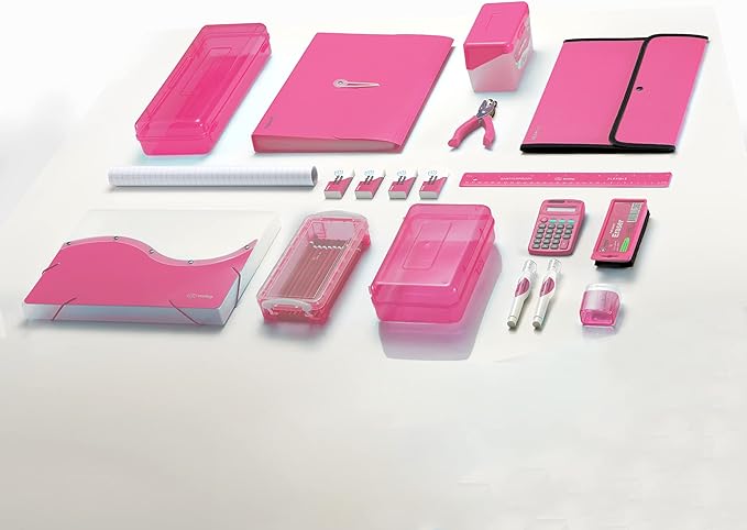 Enday Index Card Holder Pink, 3x5 Note Flash Card Organizer Case, Index Card File w/flip top, Notecard Recipe, Holder, Holds 250 Cards, Also Available in Purple, Red, Green, Blue, Grey (36 PC)