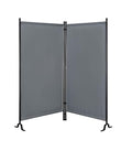 Proman Products - Galaxy 2 Panel Section Privacy Folding Screen Divider, Water Repellent Fabric Room Divider with Black Powder Coated Metal Frame for Indoors or Outdoors (Gray)
