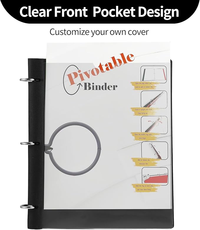 Tashkummy 360° Pivotable 3 Ring Binder, Upgraded Foldable Binders 1 inch 2 Pack, Thin Small Three Ring Binder Fits 8.5" x 11", for Home, School and Office Binders Supplies - White