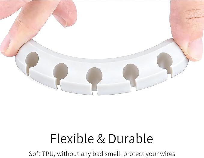 Cable Holder Clips 3-Pack, Silicone Cable Management Organizer with 3/5/7 Slots, Self Adhesive Cord Clips for Desk, Nightstand, USB Charging Cables, Mouse & Power Cords, Office & Home – White