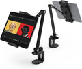 iPad Desk Mount, Adjustable Tablet Holder Clamp, 360 degree Rotation, Sturdy Aluminum Tablet Arm Mount for 4.7"-13" iPad Pro/Air/Mini, iPhone, Galaxy Tab, for Kitchen, Work, Video Call(Black)