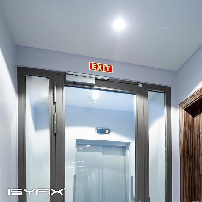 iSYFIX Exit Glow in the Dark Sign Aluminum – 12 Pack 12x4 Inch – Photoluminiscent, Laminated for Ultimate UV, Weather & Fade Resistance, Indoor & Outdoor for Business, School, Office, Warehouse