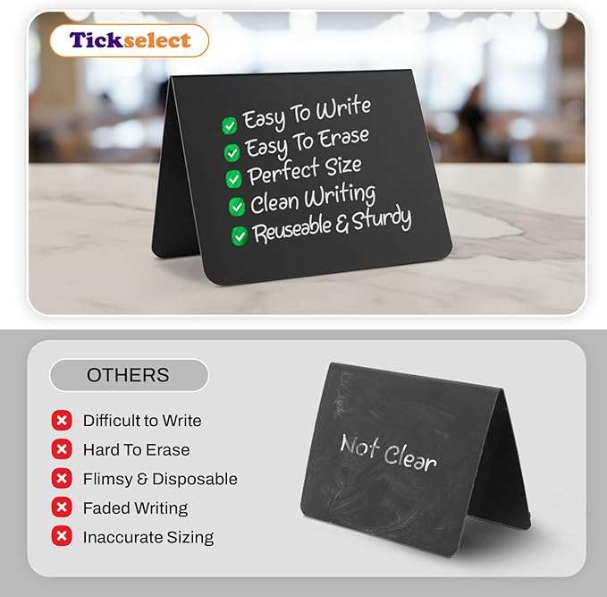 12 Pack Mini Chalkboard Signs for Food, 4”x3” Small Reusable Chalk Board Signs w/Spray Bottle, Food Labels for Party Buffet, Table Signs for Wedding, Name Tags & Bakery w/ 2 Markers & Wiping Cloths
