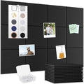 Smarpau Large Cork Board for Walls, 12 Pack Square Bulletin Board, 48"x36" Pin Board with Pushpins Removable Security Stickers, Felt Wall Tiles for Office Home Decoration-Black
