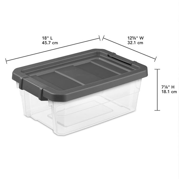 Sterilite 24-Pack Modular Stacker Box, Durable Clear Plastic Storage Bins with Latching Lids, 16 Quart - Stackable Organizing Container Boxes for Closet, Bathroom, and Office