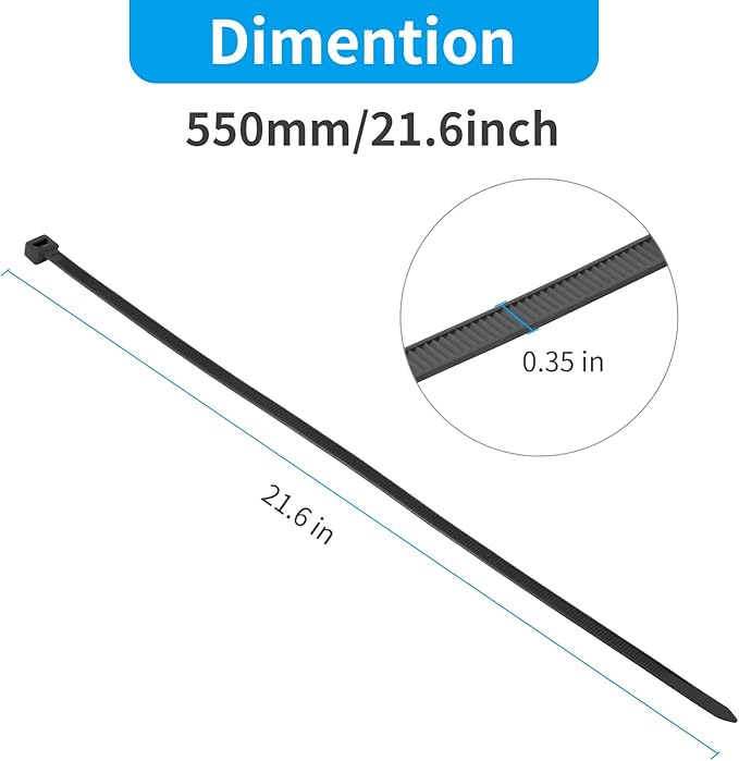 XINGO 22 inch White Zip Ties Heavy Duty 100 PCS, 200 LBSUltra Strong Plastic Wire Ties, Large Cable Ties Extra Long Tie Wraps, Indoor and Outdoor UV Resistant