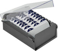Acrimet 3 x 5 Card File Holder Organizer Box Metal Base Heavy Duty (AZ Index Cards and Divider Included) (Gray Color with Clear Crystal Plastic Lid Cover)