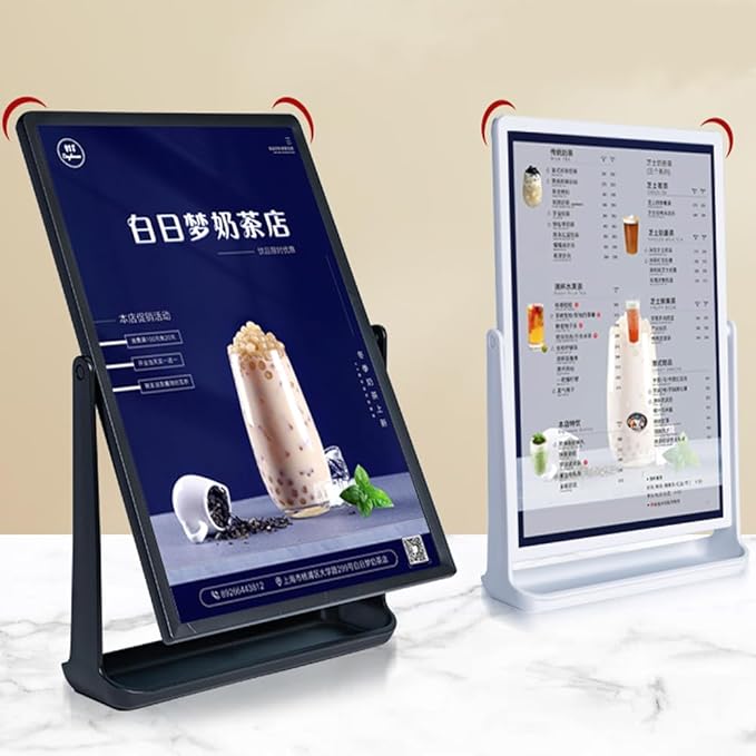ECKEK ABS Plastic Sign Holder, Menu Displays T Shape Sign Stand, Rotating Display Stand for Ads, Menu, Photos, Business Card (Black A5 148×210mm/ 5.83×8.27 inches)