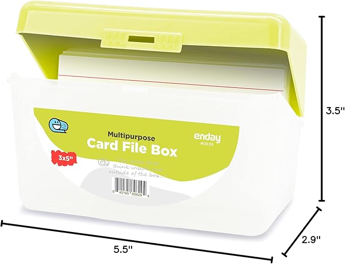Enday Index Card Holder Green, 3x5 Note Flash Card Organizer Case, Index Card File w/flip top, Notecard Recipe, Holder, Holds 250 Cards, Also Available in Purple, Red, Blue, Grey, Pink – (1 PC)