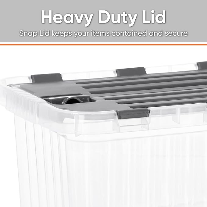 Superio Storage Bins with Lids, Clear Plastic Containers for Organizing, Stackable Totes, BPA Free, Odor Free, Organizer Boxes for Home, and Dorm, 17 Quart (2 Pack, 15"x10"x10.25")