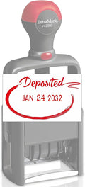 Heavy Duty Style Office Date Stamp with DEPOSITED - Self Inking Dater - Style C - Red Ink Color