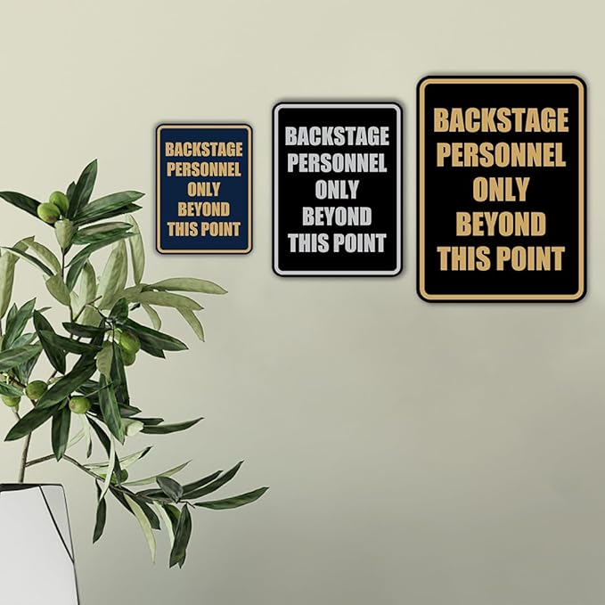 Portrait Round Backstage Personnel Only Beyond This Point Door or Wall Sign Easy Installation | Music | Concert | Festivals Sign (Brushed Silver) - Medium (2 Pack)