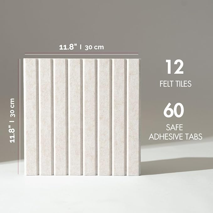 VIVELDA Large Bulletin Board 48"x36" - Office Wall Organizer, Replace your Old Cork Boards for Walls for Office Decor -12-pack Felt Wall Panels to Use in Home Office Decor, Classroom Decor (Limestone)