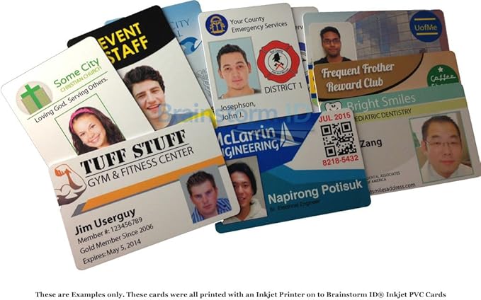 Inkjet PVC Cards (500 Pack) - Inkjet Printable PVC ID Cards with Brainstorm ID's Enhanced Ink Receptive Coating - Waterproof and Double Sided Printing - Works with Epson and Canon Inkjet Printers