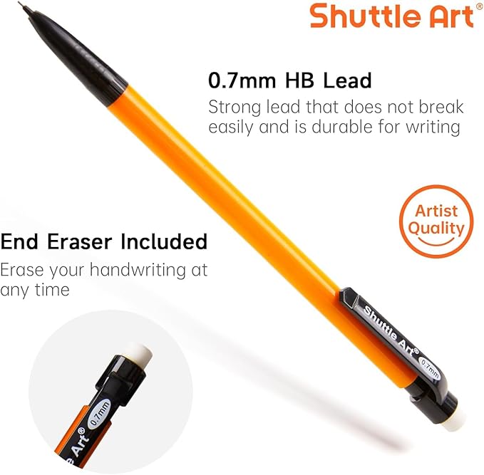 Shuttle Art Mechanical Pencils, 84 Pack Bulk Mechanical Pencils 0.7mm Medium Point, HB #2 Lead, Assorted Barrels, Office School Supplies