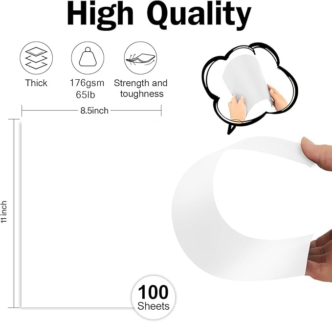 White Cardstock 8.5 x 11 White Paper 100 Pack, Goefun 65lb Card Stock Printer Paper for Cards Making, Office Printing, Certificate