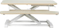 VIVO 28 inch Desk Converter, K Series, Height Adjustable Sit to Stand Riser, Dual Monitor and Laptop Workstation with Keyboard Tray, Light Wood Top, White Frame, DESK-V028KF