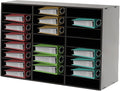 24 Slots Mail Sorters for Office, Desktop Literature Organizer with Removable Shelves, PVC Mail Center Paper Storage Cabinet for Files Magazines Documents, 9 * 2.6in Each Slot (24 Slots - Black)