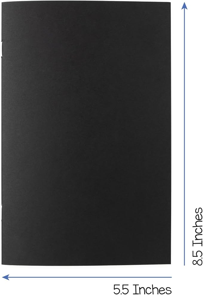 Hygloss Blank Books - Bulk 100 Pack – 5.5" x 8.5" A5 Black Paperback Blank Books for Kids to Write Stories, Doodle, Arts & Crafts – Plain Drawing Sketchbook, Unlined Journal, Notebook Without Lines